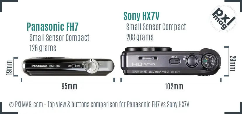 Panasonic FH7 vs Sony HX7V top view buttons comparison
