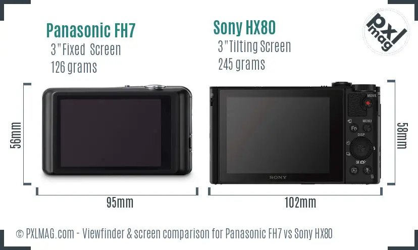 Panasonic FH7 vs Sony HX80 Screen and Viewfinder comparison