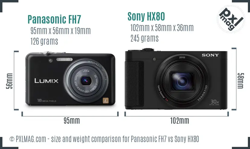 Panasonic FH7 vs Sony HX80 size comparison