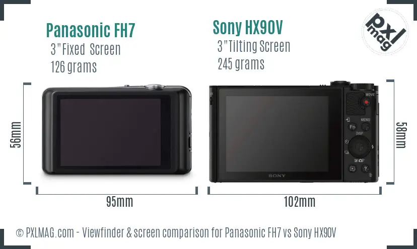 Panasonic FH7 vs Sony HX90V Screen and Viewfinder comparison