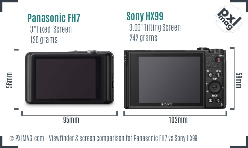 Panasonic FH7 vs Sony HX99 Screen and Viewfinder comparison
