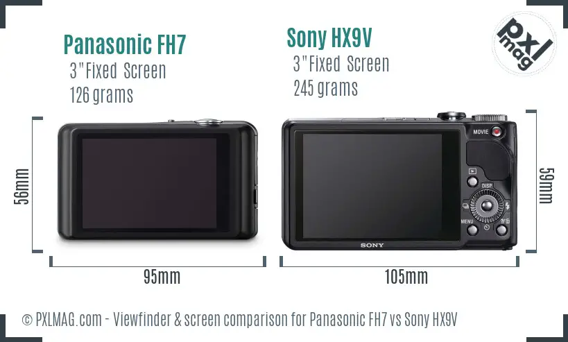Panasonic FH7 vs Sony HX9V Screen and Viewfinder comparison