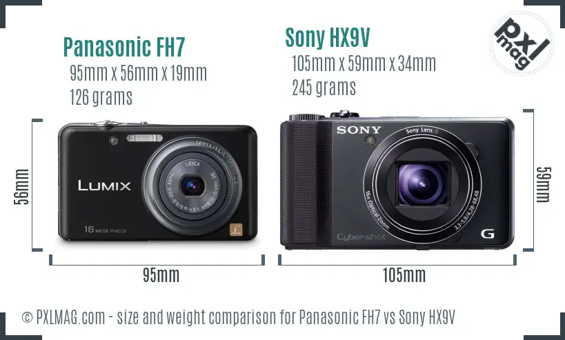 Panasonic FH7 vs Sony HX9V size comparison
