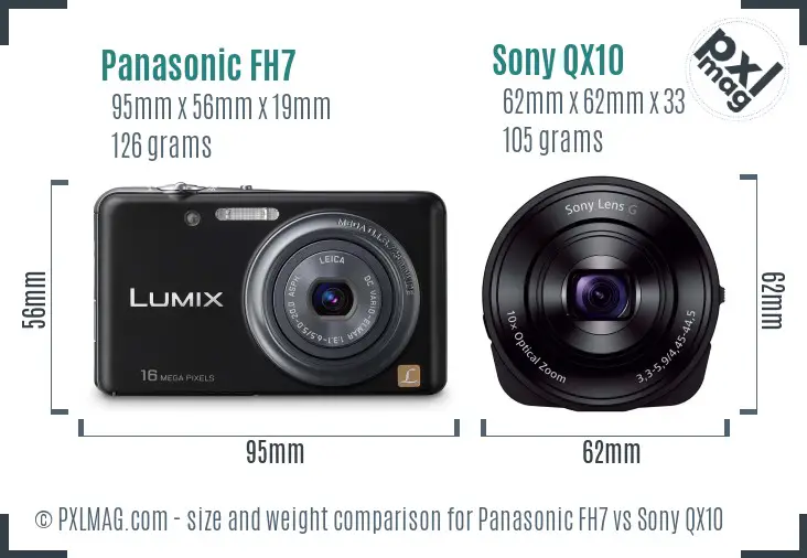 Panasonic FH7 vs Sony QX10 size comparison
