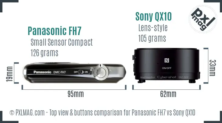 Panasonic FH7 vs Sony QX10 top view buttons comparison