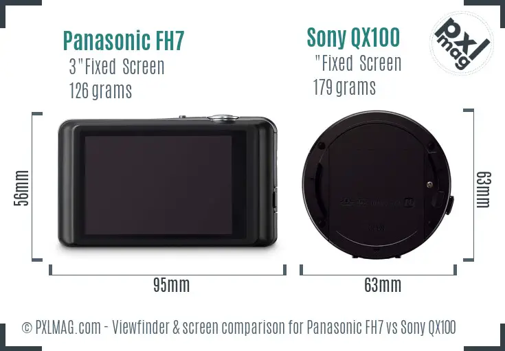 Panasonic FH7 vs Sony QX100 Screen and Viewfinder comparison