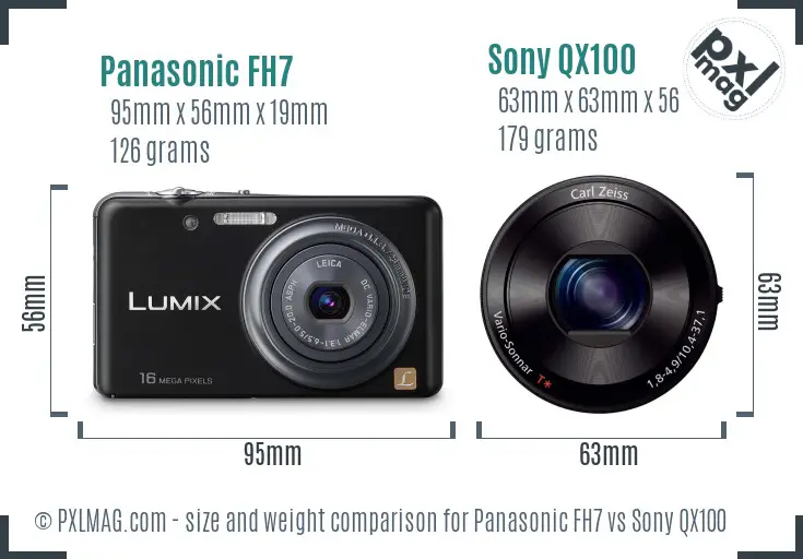 Panasonic FH7 vs Sony QX100 size comparison