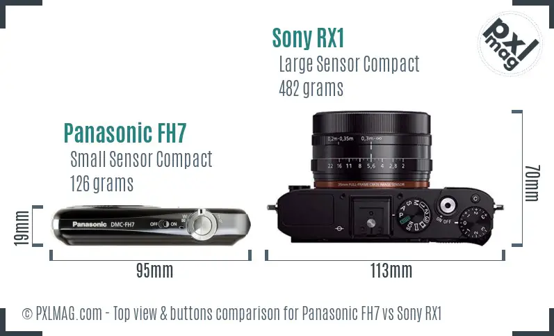 Panasonic FH7 vs Sony RX1 top view buttons comparison