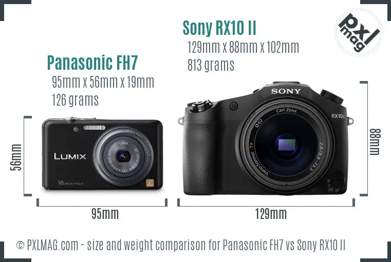 Panasonic FH7 vs Sony RX10 II size comparison