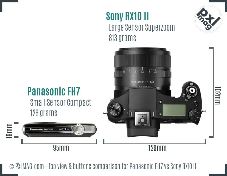 Panasonic FH7 vs Sony RX10 II top view buttons comparison