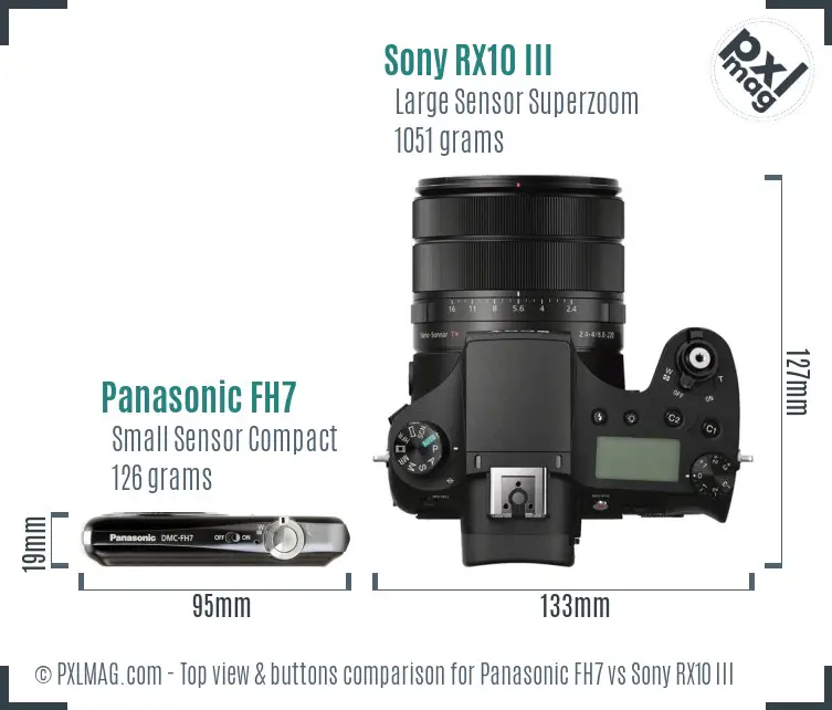 Panasonic FH7 vs Sony RX10 III top view buttons comparison