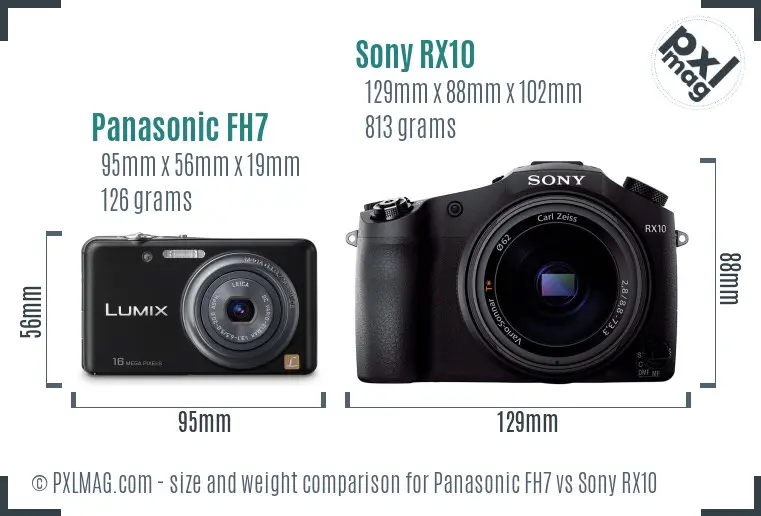 Panasonic FH7 vs Sony RX10 size comparison