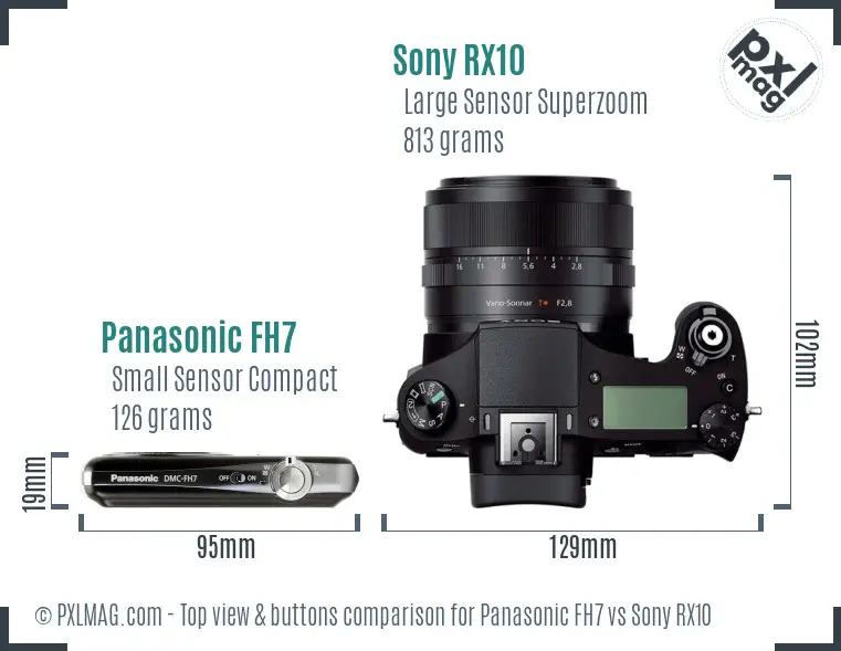 Panasonic FH7 vs Sony RX10 top view buttons comparison