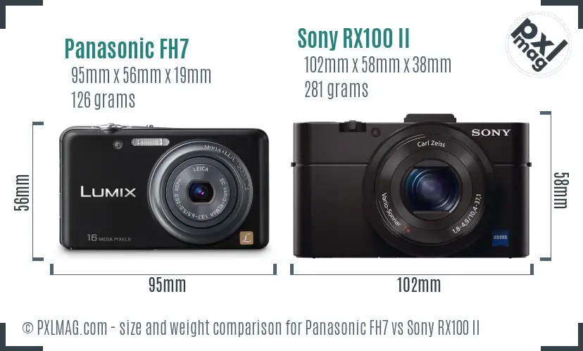 Panasonic FH7 vs Sony RX100 II size comparison