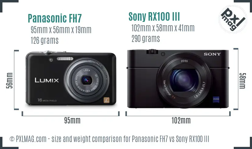 Panasonic FH7 vs Sony RX100 III size comparison