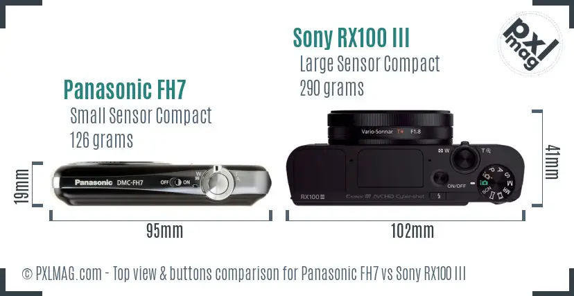 Panasonic FH7 vs Sony RX100 III top view buttons comparison