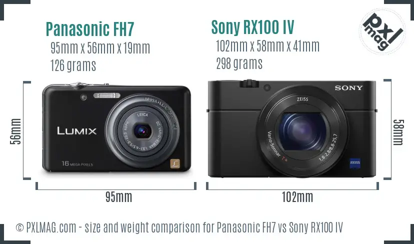 Panasonic FH7 vs Sony RX100 IV size comparison