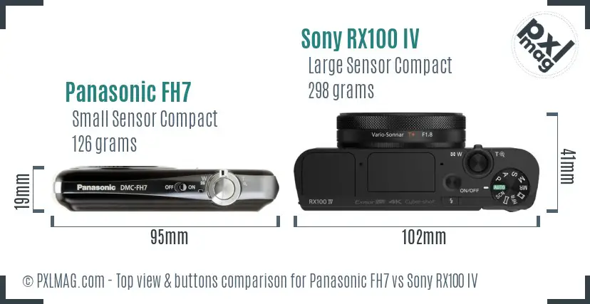 Panasonic FH7 vs Sony RX100 IV top view buttons comparison