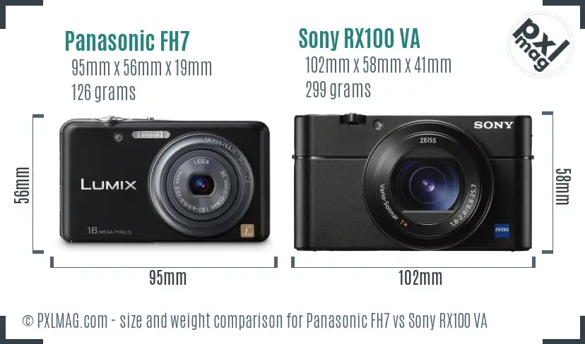 Panasonic FH7 vs Sony RX100 VA size comparison