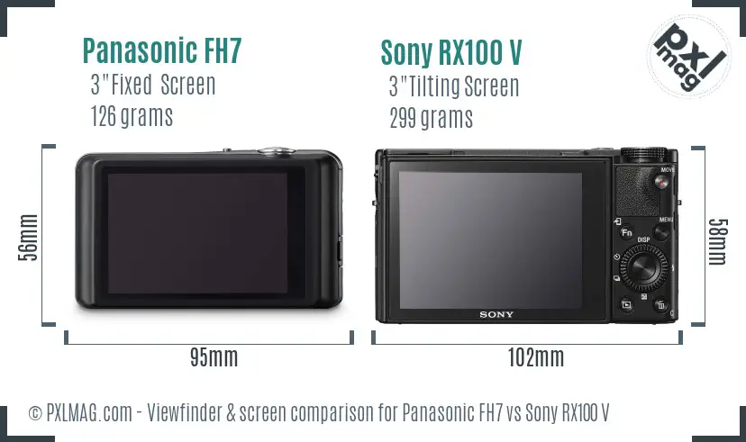 Panasonic FH7 vs Sony RX100 V Screen and Viewfinder comparison