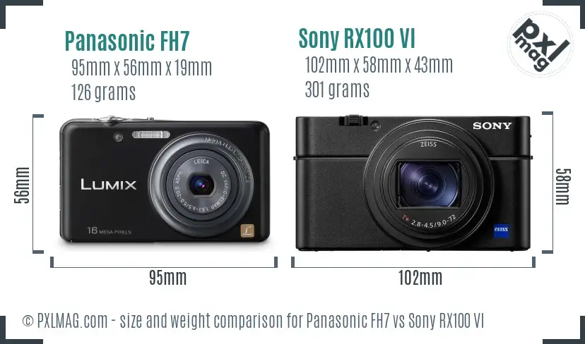 Panasonic FH7 vs Sony RX100 VI size comparison