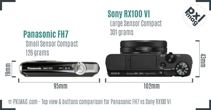 Panasonic FH7 vs Sony RX100 VI top view buttons comparison