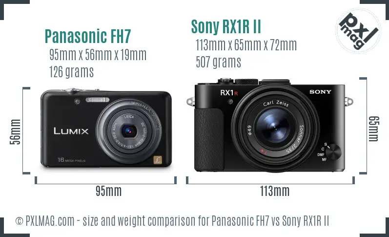 Panasonic FH7 vs Sony RX1R II size comparison Panasonic FH7 vs Sony RX1R II size comparison