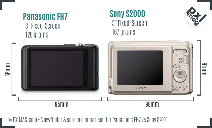 Panasonic FH7 vs Sony S2000 Screen and Viewfinder comparison