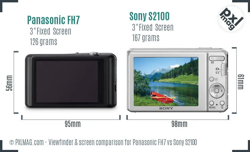 Panasonic FH7 vs Sony S2100 Screen and Viewfinder comparison