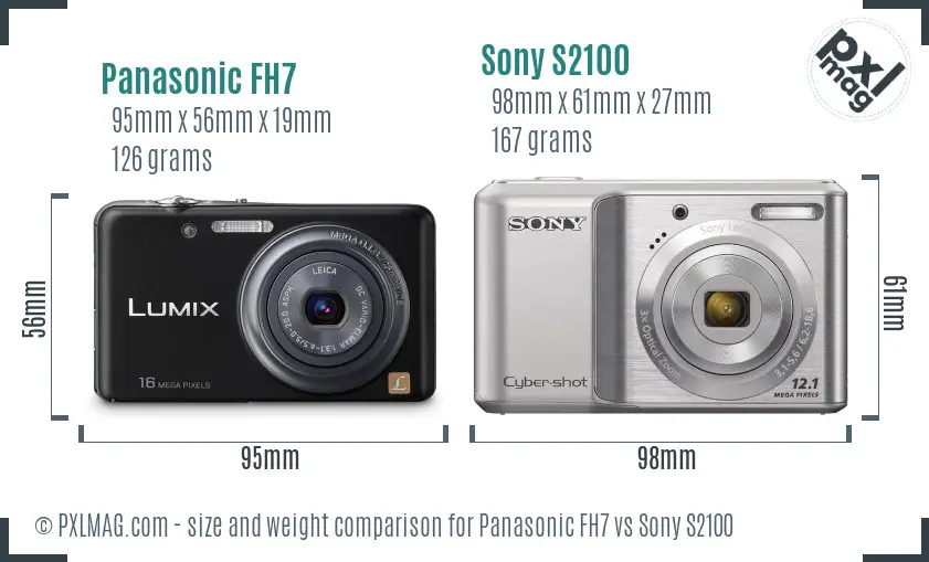 Panasonic FH7 vs Sony S2100 size comparison
