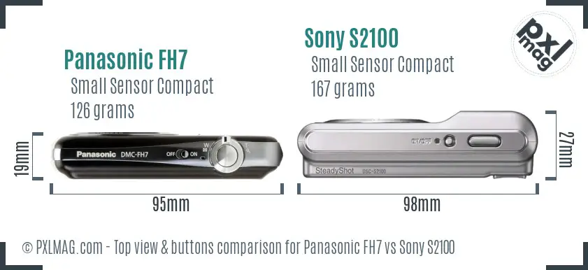 Panasonic FH7 vs Sony S2100 top view buttons comparison