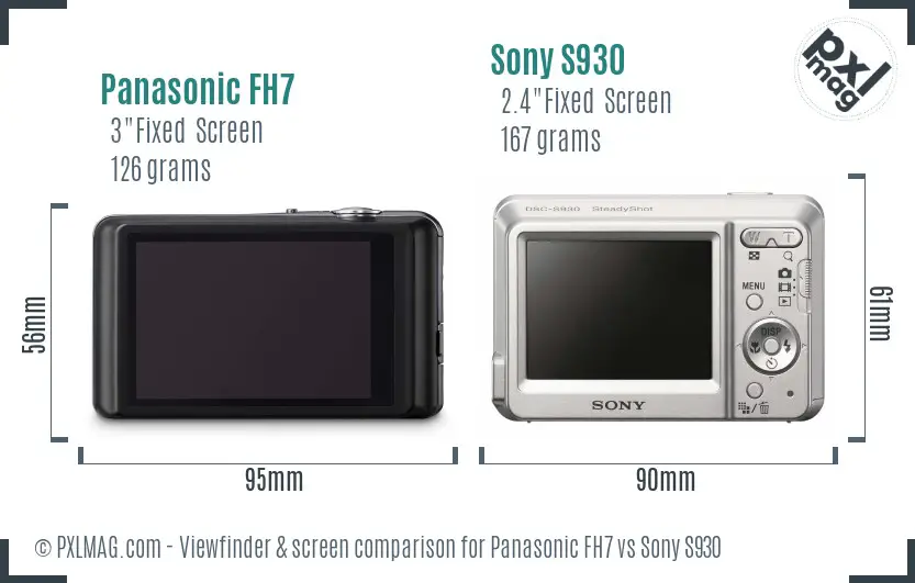 Panasonic FH7 vs Sony S930 Screen and Viewfinder comparison