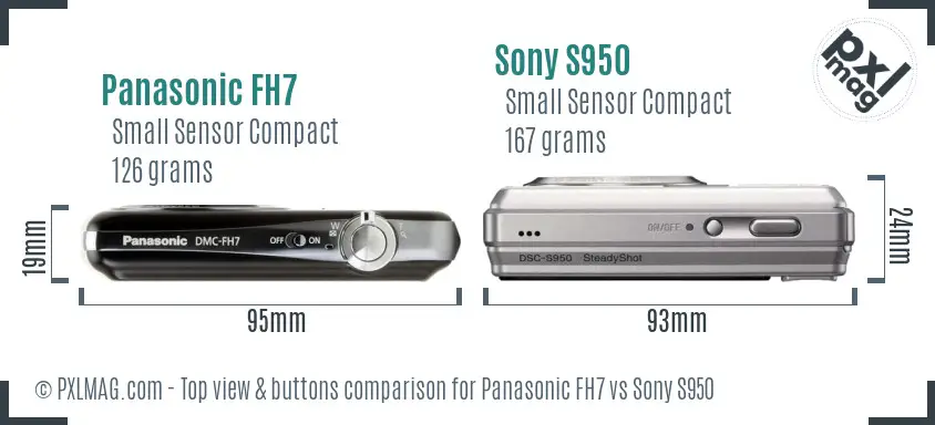 Panasonic FH7 vs Sony S950 top view buttons comparison Panasonic FH7 vs Sony S950 top view buttons comparison