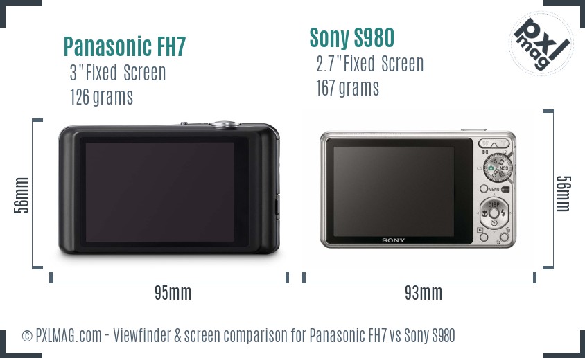 Panasonic FH7 vs Sony S980 Screen and Viewfinder comparison