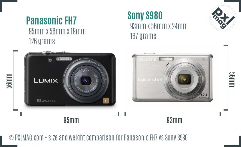 Panasonic FH7 vs Sony S980 size comparison