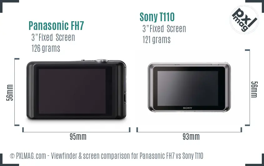 Panasonic FH7 vs Sony T110 Screen and Viewfinder comparison