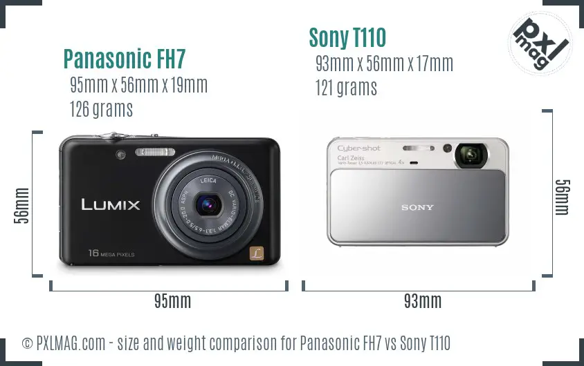 Panasonic FH7 vs Sony T110 size comparison