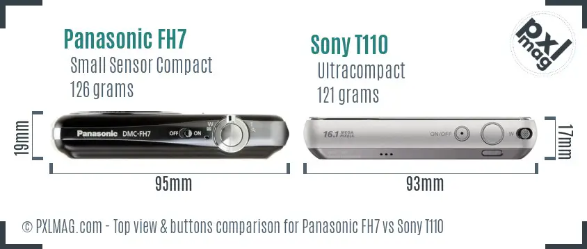 Panasonic FH7 vs Sony T110 top view buttons comparison