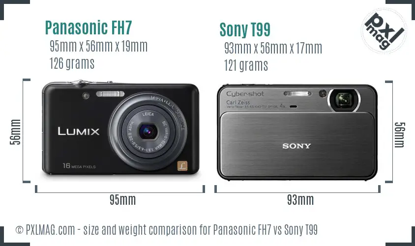 Panasonic FH7 vs Sony T99 size comparison