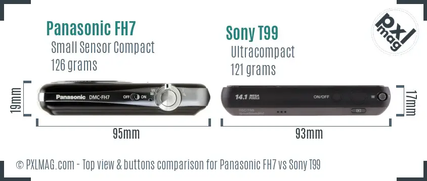 Panasonic FH7 vs Sony T99 top view buttons comparison