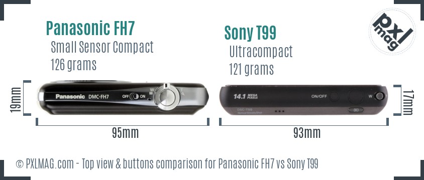 Panasonic FH7 vs Sony T99 top view buttons comparison