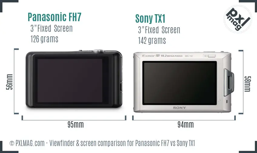 Panasonic FH7 vs Sony TX1 Screen and Viewfinder comparison