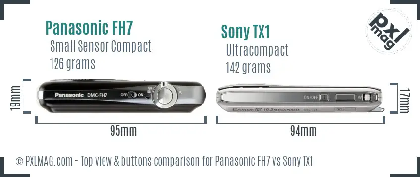 Panasonic FH7 vs Sony TX1 top view buttons comparison
