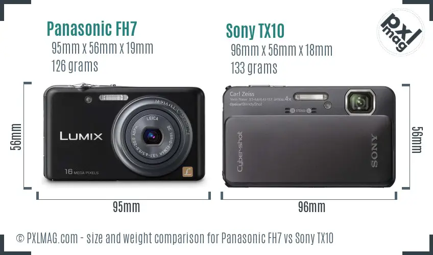 Panasonic FH7 vs Sony TX10 size comparison
