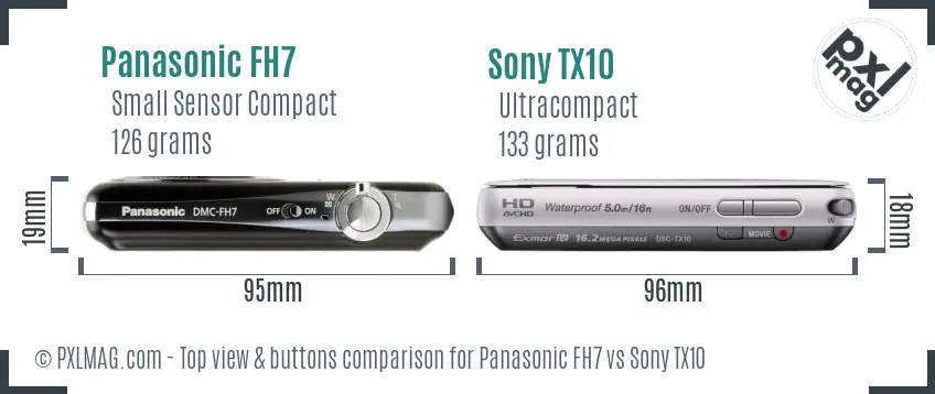 Panasonic FH7 vs Sony TX10 top view buttons comparison