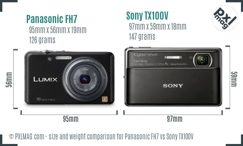 Panasonic FH7 vs Sony TX100V size comparison