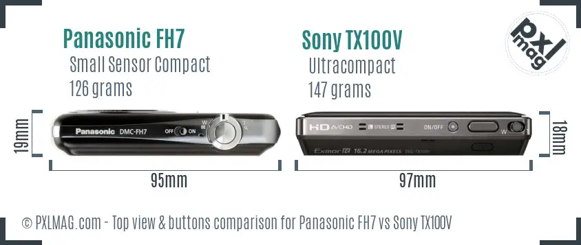 Panasonic FH7 vs Sony TX100V top view buttons comparison