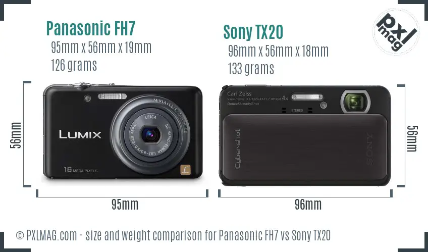 Panasonic FH7 vs Sony TX20 size comparison