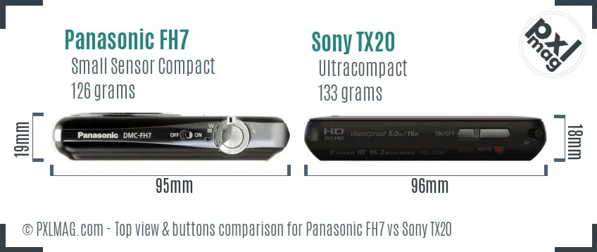 Panasonic FH7 vs Sony TX20 top view buttons comparison
