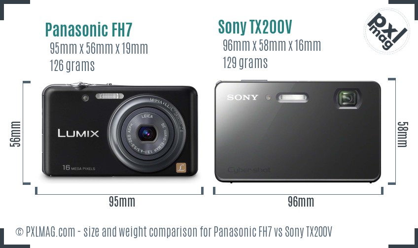 Panasonic FH7 vs Sony TX200V size comparison